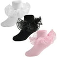 thumbnail image 1 of Baby Girls Cotton Double Lace Turn Cuff Socks with Big Ruffles for Infant Toddlers and Kids, 1 of 6