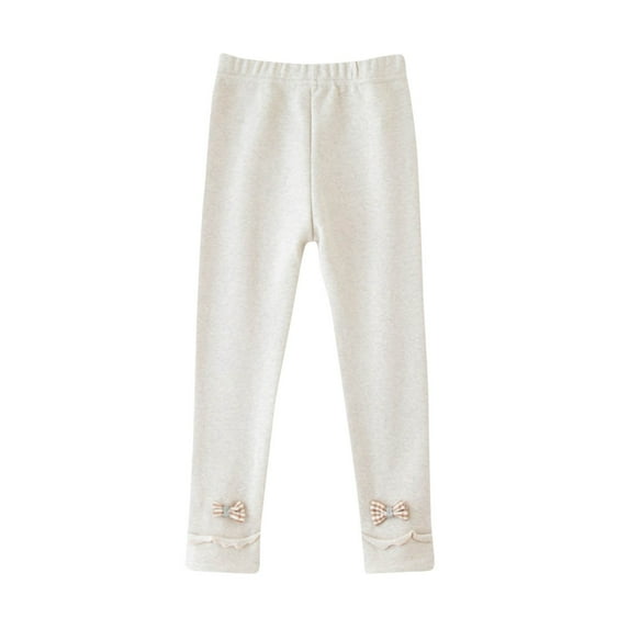 Baby Girls Cotton Pants Bowknot High Waisted Pull on Bottom Pants Infant Solid Color Cute Winter Pants