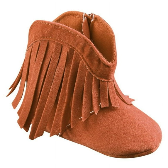 Baby Girls Cowboy Tassel Boots Side Zipper Moccasins Soft Bottom Non-Slip Toddler Shoes