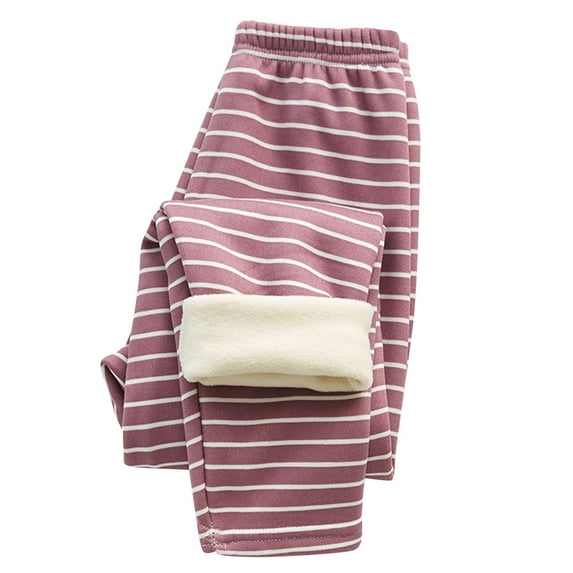 Baby Girls' Cozy Leggings Bottoms Fall and Winter Children's Thermal Pants Boys and Girls Baby Padded and Thickened Bottoming Pajama Pants In Small Children Striped Home Fall Pants Purple 7Years