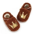 thumbnail image 1 of Baby Girls Crown Shoes, Fall Winter First Walkers Shoes Non Skid Bottom Infant Crib Shoes (Brown), 1 of 6