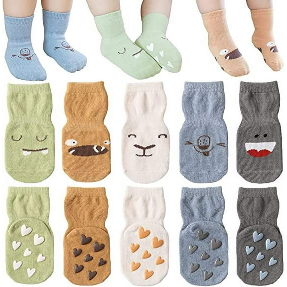 Baby Girls Cute Cartoon Non-Slip Socks Baby Toddler Cotton Warm Grip Socks Anti Skid Socks for Infant Little Kids