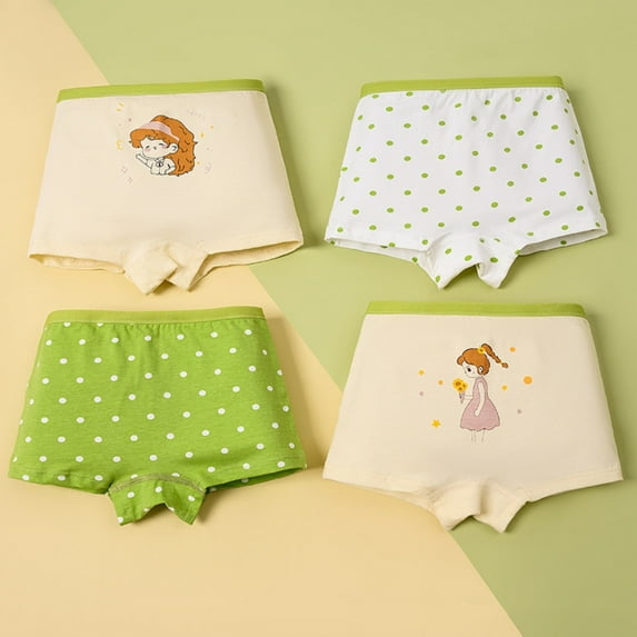 Baby Girls Cute Cartoon Panties Briefs Toddler Girl Rainbow Shorts Clothes Teen Kids Boyshorts Underwear, 4 Pack, 2-10 Years