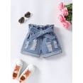 thumbnail image 1 of Baby Girls' Daisy Applique High Waisted Ripped Denim Shorts, 1 of 3