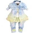 thumbnail image 1 of Baby Girls Denim Clothing Sets 3 Pieces Sets T Shirt Denim Jacket and Jeans,Yellow,4-5Years, 1 of 7