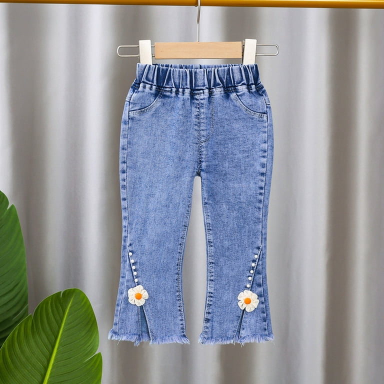 Baby Girls Denim Jeans Toddler Kid Pants Jeans Elastic Waist Denim