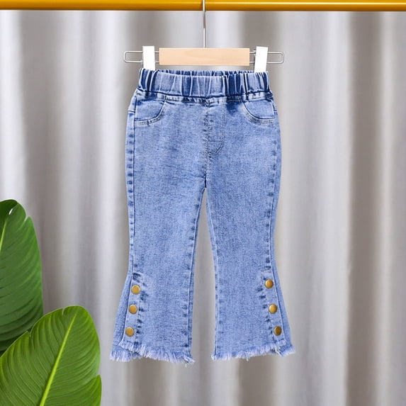 Baby Girls Denim Jeans Toddler Kids Pants Jeans Elastic Waist Denim Pants Girls Clothes 6-12 Months