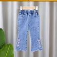 thumbnail image 1 of Baby Girls Denim Jeans Toddler Kids Pants Jeans Elastic Waist Denim Pants Teen Girl Clothes 110, 1 of 4