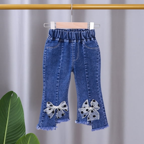 Baby Girls Denim Jeans Toddler Kids Pants Jeans Soft Elastic Waist Denim Pants Clothes Girls 3-4 Years