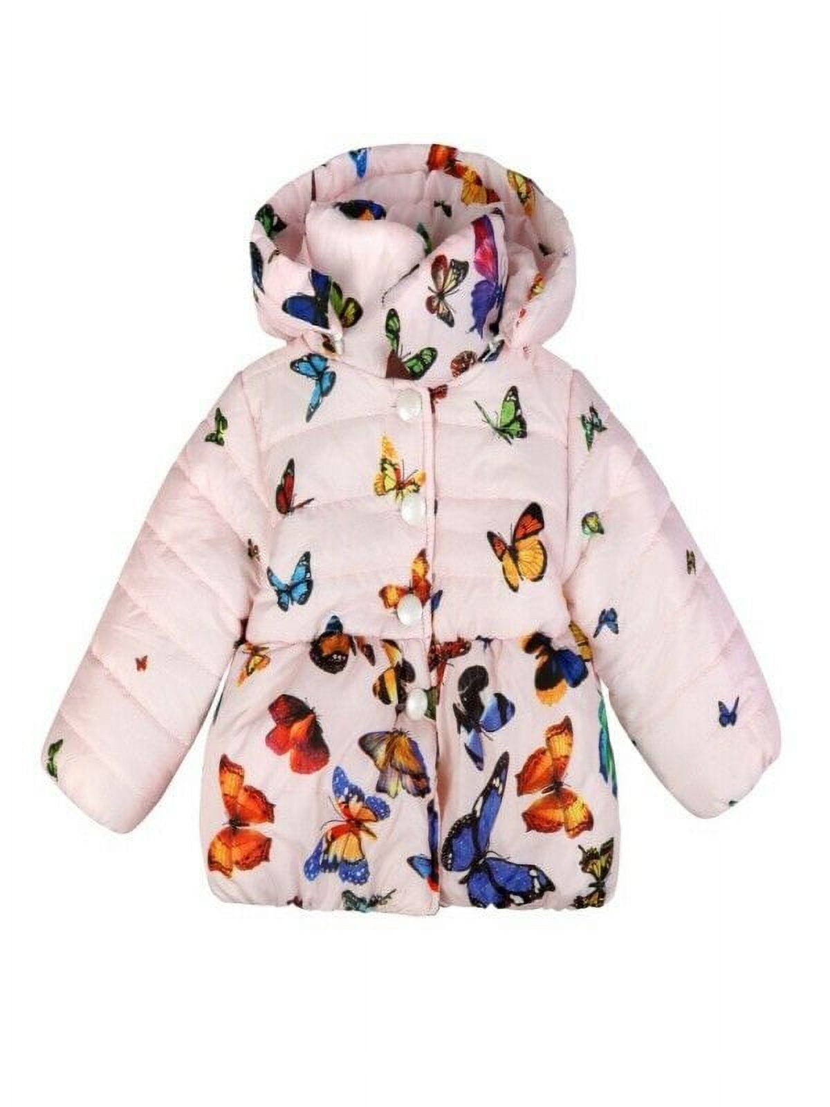Baby Girls Down Jacket Warm Hooded Outwear Child Butterfly Print Coat