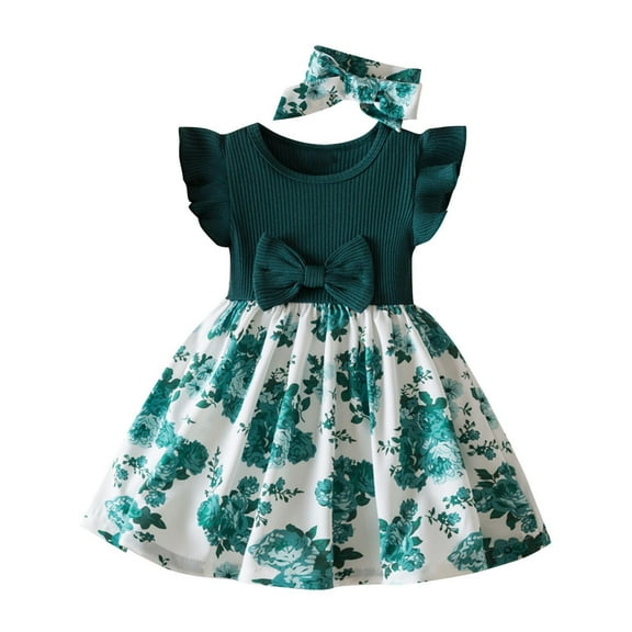 Baby Girls Dress Casual Ruffle Sleeve Swing Sundress Birthday Party Summer Playwear Dresses 0-3 Years