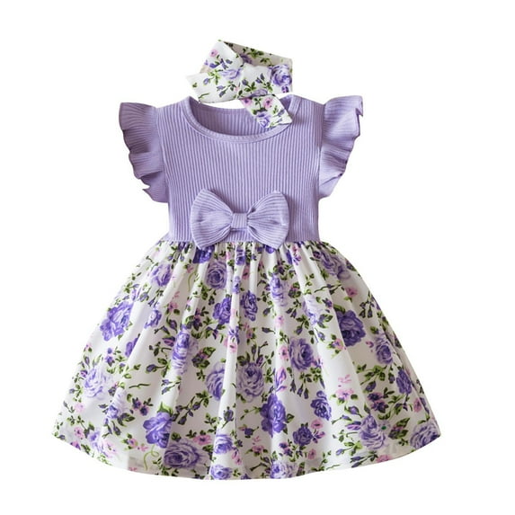 Baby Girls Dress Casual Ruffle Sleeve Swing Sundress Birthday Party Summer Playwear Dresses 0-3 Years