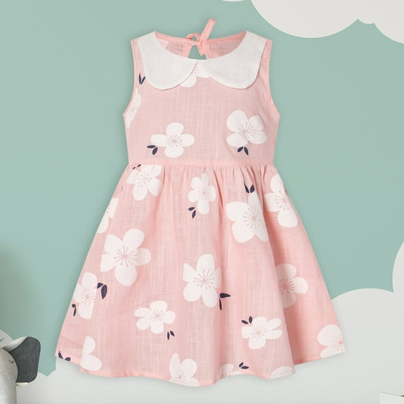 Baby Girls Dress Toddler Kids Baby Girls Sleeveless Doll Collar Vest Dress Princess Dress Pink 12-18 Months Army Green 4(S)