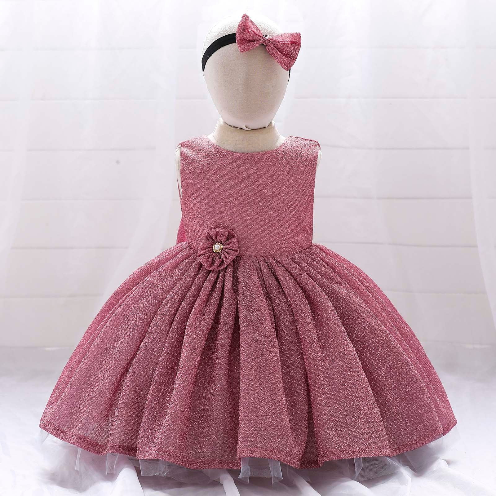 Baby Girls Dresses Baby Girl Dust Pink Solid Dress Birthday Party Dresses  Baby Kids Girls Daisy