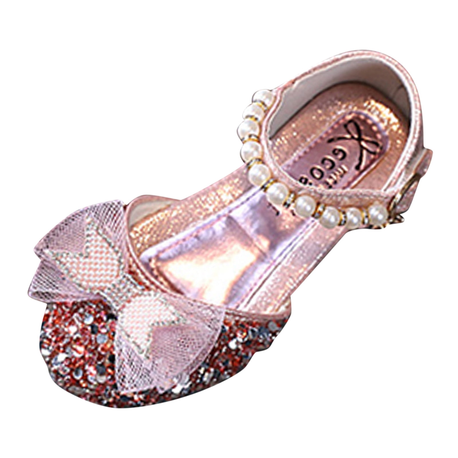 Baby Girls Dress Shoes Glitter Rhinestone Bowknot Soft Sole Shiny Flat ...