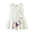 thumbnail image 1 of Baby Girls Dress Sleeveless Butterfly Casual Beach Party Dresses,,Cute Pleated Skirt for Little Girls 2-6 Years Special Occasion Dress Round Neck Cotton Skater Dress,White, 1 of 7