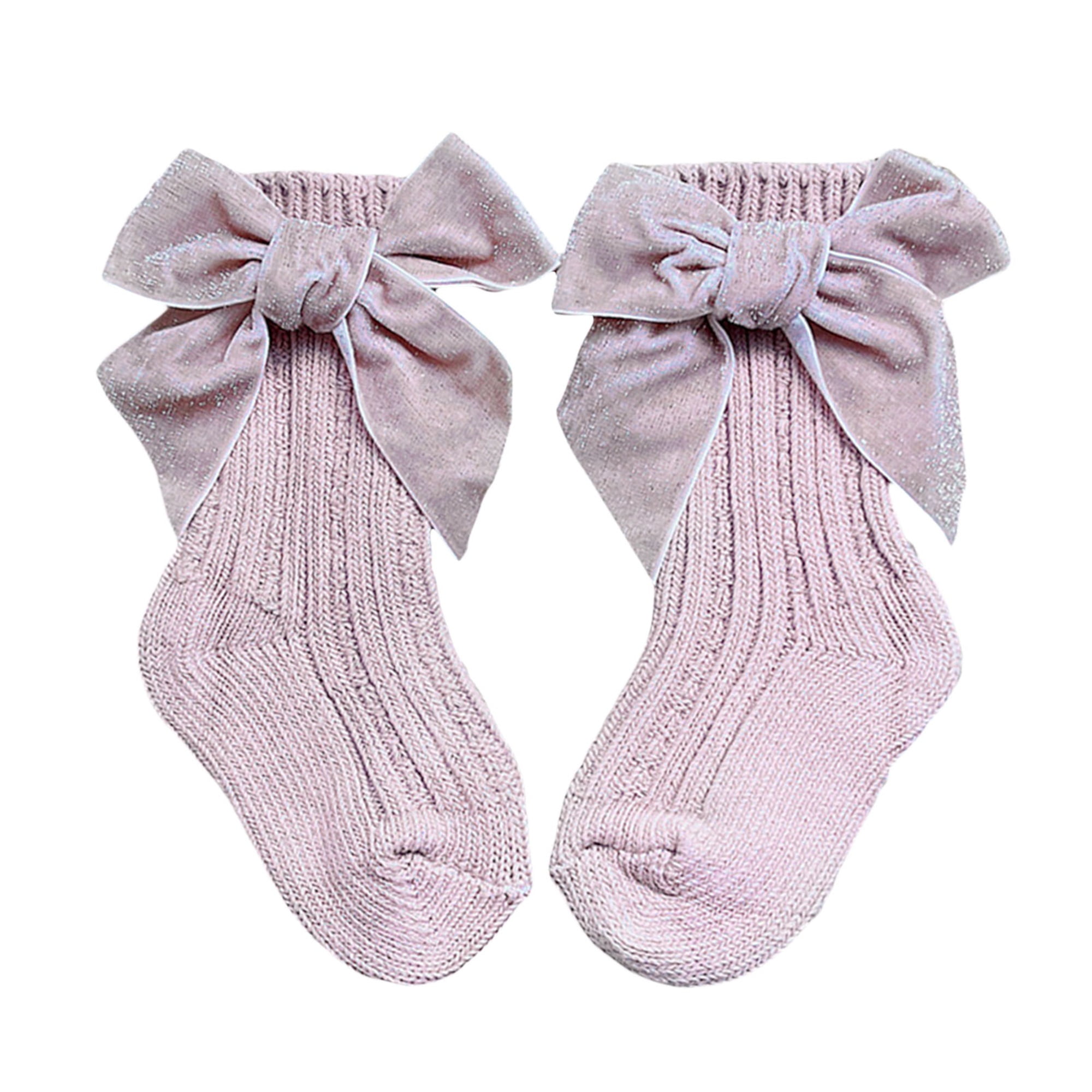 Shunvnny Baby Girls Dress Socks, Toddlers Short Socks with Bowknot