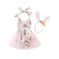 thumbnail image 1 of Baby Girls Easter Bunny Outfit Carrot/Bunny Print Romper Tutu Dress with Rabbit Ear Headband Newborn Easter Photography Props, 1 of 8