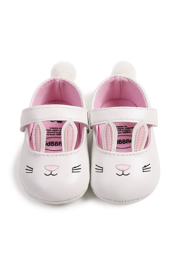 Baby Girls Easter Mary Jane Flats with Bow Soft Sole Non- Crib Shoes Toddler First Walkers Princess Dress Shoes White 6 Months-12 Months