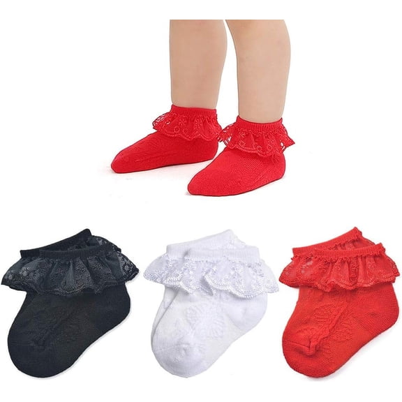 Baby-Girls Eyelet Frilly Lace Socks,Newborn/Infant/Toddler/Little Girls (Pack of 2/3/4/6)