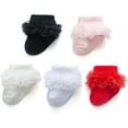 thumbnail image 1 of Baby-Girls Eyelet Turn Cuff Ruffle Lace Socks Triple Lace Dressy Socks Newborn/Infants/Toddlers 3/5 Pairs, 1 of 1