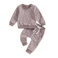 thumbnail image 1 of Baby Girls Fall Outfit 6M 12M 18M 24M 3Y Flower Print Long Sleeve Crew Neck Sweatshirt Sweatpants Fall Clothes, 1 of 10