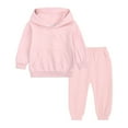 thumbnail image 1 of Baby Girls Fall Outfits Sets, Toddler Kids Sweatsuits, Winter Solid Long Sleeve Pullover Hoodies Sweatshirts and Joggers Pants Set 2 Piece Sports Tracksuits Pinks 12-24 Months, 1 of 9