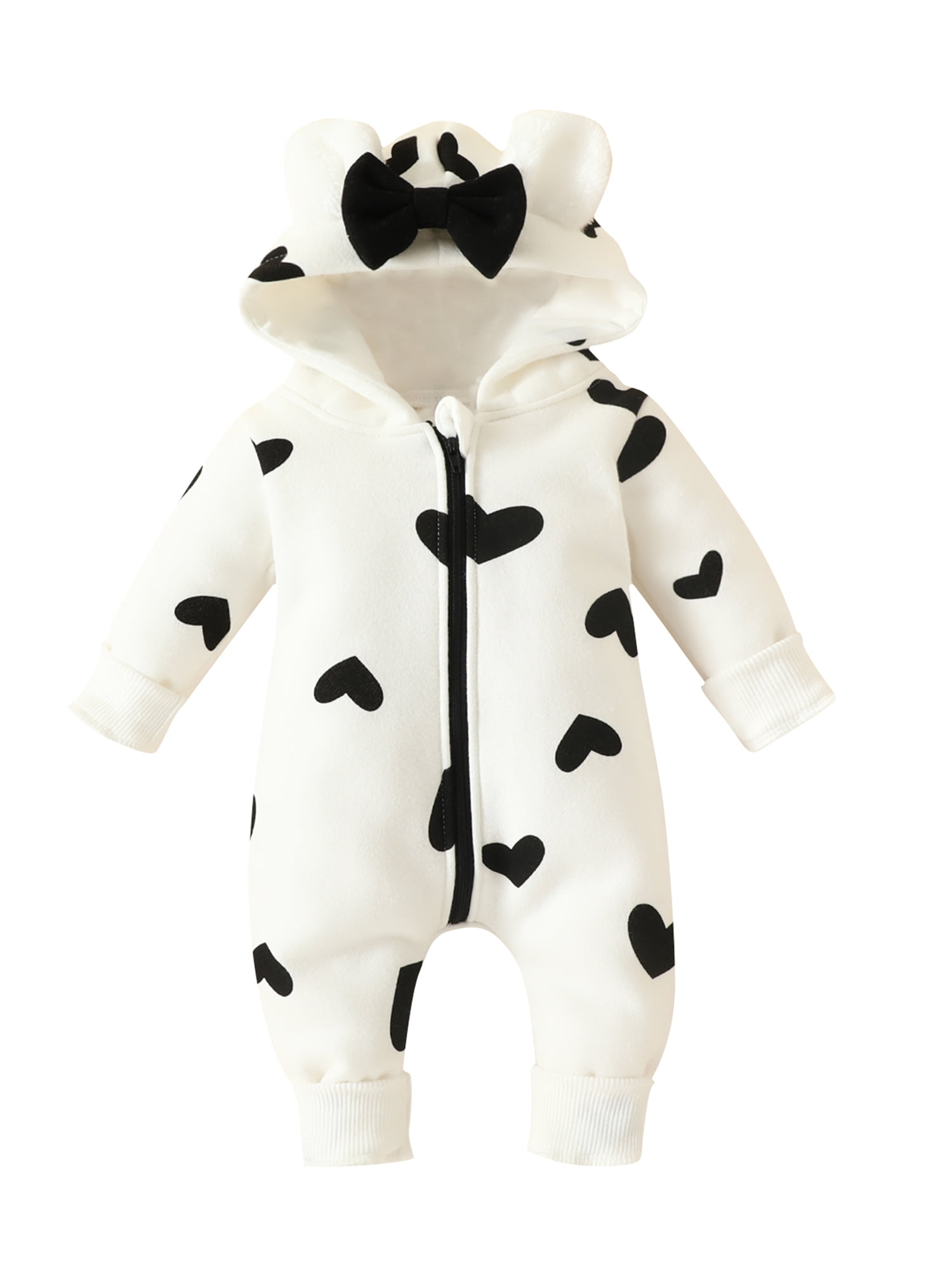 Winter and Autumn Arrival Baby Unisex Long Sleeves Cartoon Pattern Fluffy bodysuit with Hat