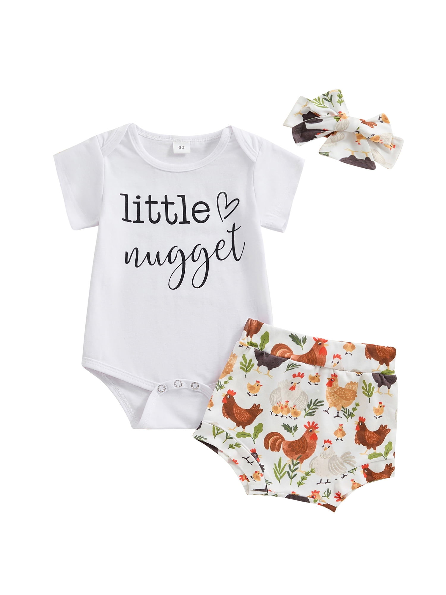 Mevireiy Baby Girls Farm Outfits Short Sleeve Romper Tops Elastic Waist