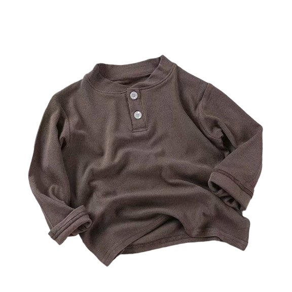 Baby Girls Fashion Tops Coffee Long Sleeve Shirts for Boys Crew Neck Shirt Tees Boys Fall Shirts 9-12 Months Boy Shirts