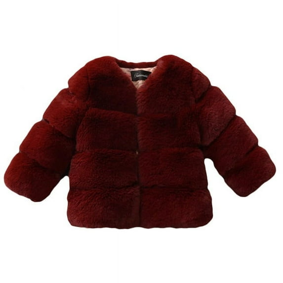 Baby Girls Faux Fur Coat Winter Children Girls Long Sleeve Christmas Jacket Warm Kids Girls Snow Coat Girls Outerwear Clothing