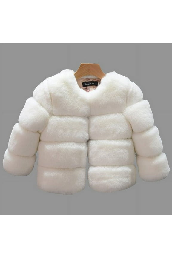 Baby Girls Faux Fur Coat Winter Children Girls Long Sleeve Christmas Jacket Warm Kids Girls Snow Coat Girls Outerwear Clothing