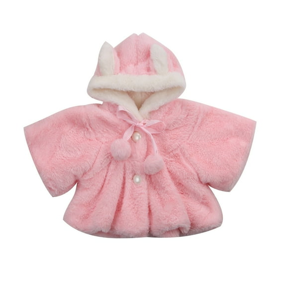 Baby Girls Faux Fur Hooded Coat Kids Fleece Warm Cloak Coat Cloak Jacket Thick Clothes