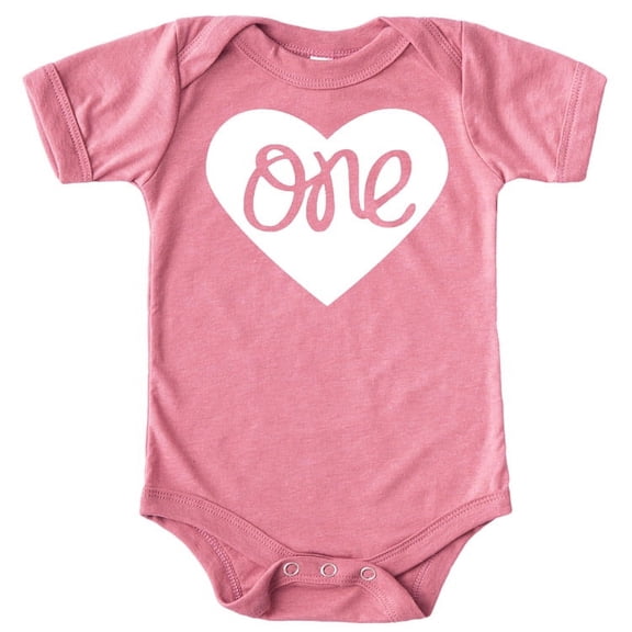 Baby Girls First Birthday Bodysuit One Inside Heart Design 1st Birthday Outfit Girl Mauve Bodysuit