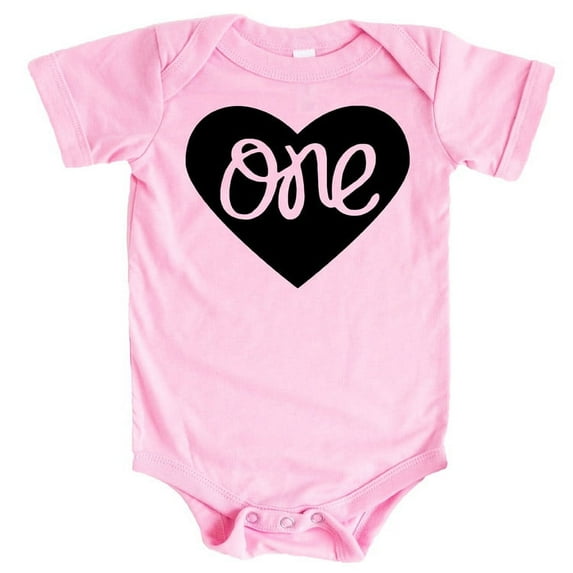 Baby Girls First Birthday Bodysuit One Inside Heart Design 1st Birthday Outfit Girl Pink Bodysuit