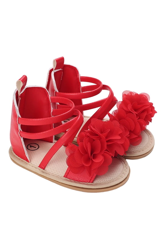 Baby Girls First Walker Shoes Ruffle Bowknot Soft Sole Anti-Slip Open Toe Breathable Summer Outdoor Sandals 6-12 Months