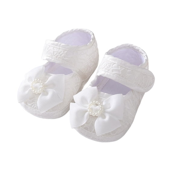 Baby Girls First Walking Shoes Bowknot Flower Solid Shoes Fashionabl Hook Loop Barefoot Sneakers Size 0-3 Months