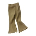 thumbnail image 1 of Baby Girls Flare Pants Toddler Elastic Waist Ruffle Leggings Solid Ribbed Bell Bottom Pants Trousers Fall Outfits 2-10Y, 1 of 9