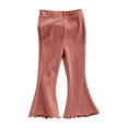 thumbnail image 1 of Baby Girls Flare Pants Toddler Elastic Waist Ruffle Leggings Solid Ribbed Bell Bottom Pants Trousers Fall Outfits 2-10Y, 1 of 8