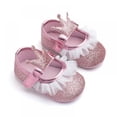thumbnail image 1 of Baby Girls Flats Soft Sole Infant Lace Crown Sparkly Toddler Princess Dress Shoes for 6-18 Months, 1 of 5