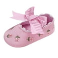 thumbnail image 1 of Baby Girls Flats with Embroidered Floral, Bow Princess Dress Shoes Anti-Slip Infant Crib First Walkers Shoes, 1 of 5