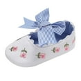 thumbnail image 1 of Baby Girls Flats with Embroidered Floral, Bow Princess Dress Shoes Anti-Slip Infant Crib First Walkers Shoes, 1 of 5