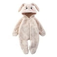 thumbnail image 1 of Baby Girls Jumpsuit White Onesie Kids Long Sleeve Zipper Jumpsuit Bear Ears Hooded Baby Snow Suit Fall Girl Clothes 6-9 Months, 1 of 3