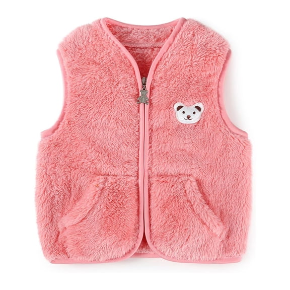 Baby Girls Vest Sleeveless Full-Zip Pink Kids Vest Soft Cozy Boys Fall Vest 0-6 Months Vest Boys