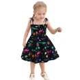 thumbnail image 1 of Baby Girls' Floral Dress Lightweight Sundress Print Strappy Summer Dress With Adjustable Ties For Beach & Casual Outfits &W07Blue 18-24 Months, 1 of 4