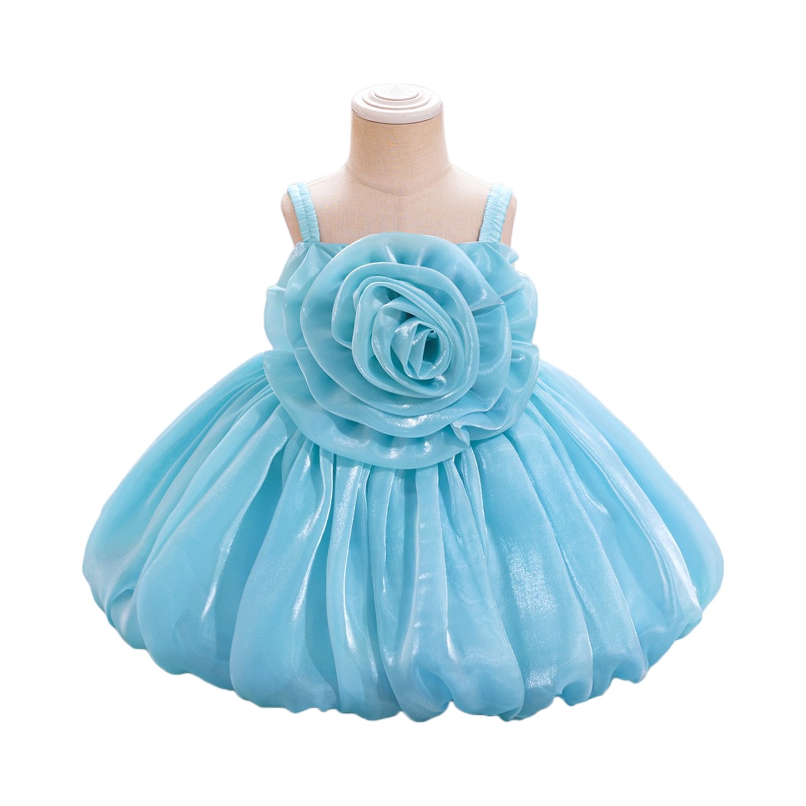 Babyhug Sleeveless Floral Embellished Party Gown - Light Blue main image 0