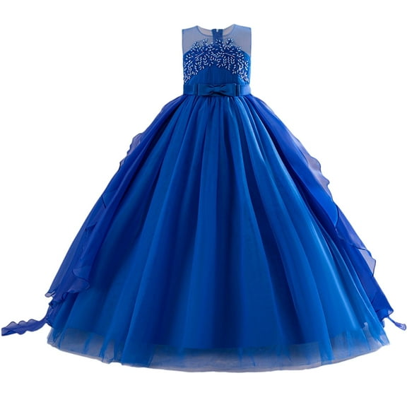 Baby Girls Flower Embroidered Dress Summer Princess Birthday Party Dresses