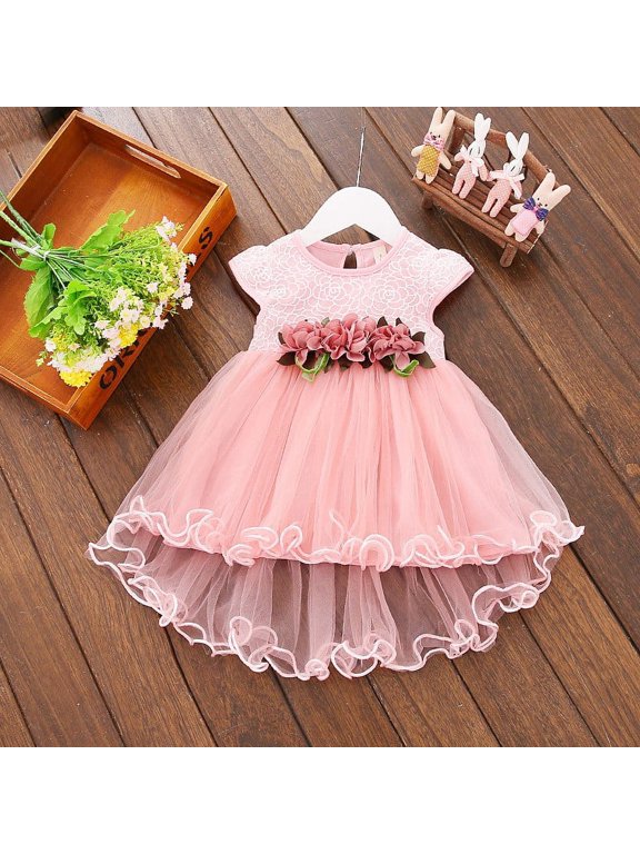 Baby Girls Flower Party Dresses Infants Princess Tulle Tutu Dress 0-2T