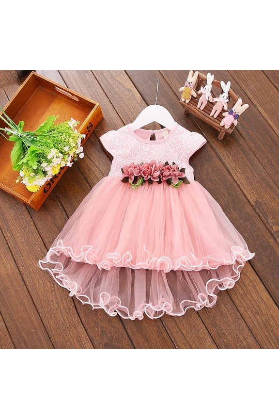 Baby Girls Flower Party Dresses Infants Princess Tulle Tutu Dress 0-2T