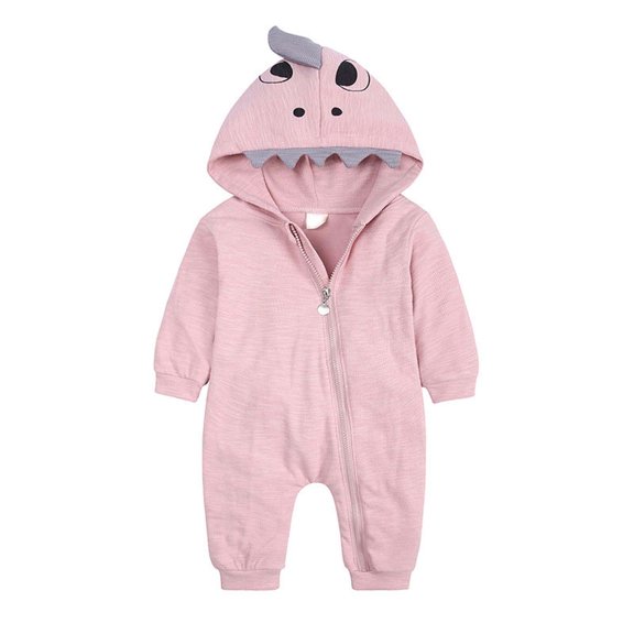 Baby Girls' Footies & Rompers Newborn Baby Spring and Clothes Cute Zipper Comfortable Hooded Rompers New Casual Winter Jumpsuits Pinks 18-24 Months
